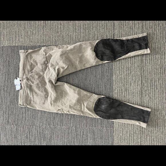 NWT New Rag & bone • moto equestrian leather sued skinny jeans 32 iron and black - Picture 6 of 8